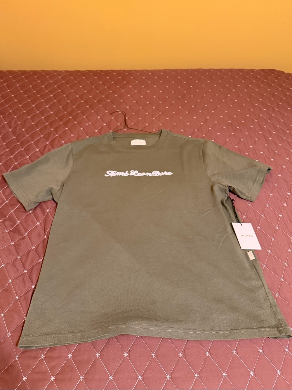 Aime Leon Dore Olive Green Logo Short Sleeve Tee